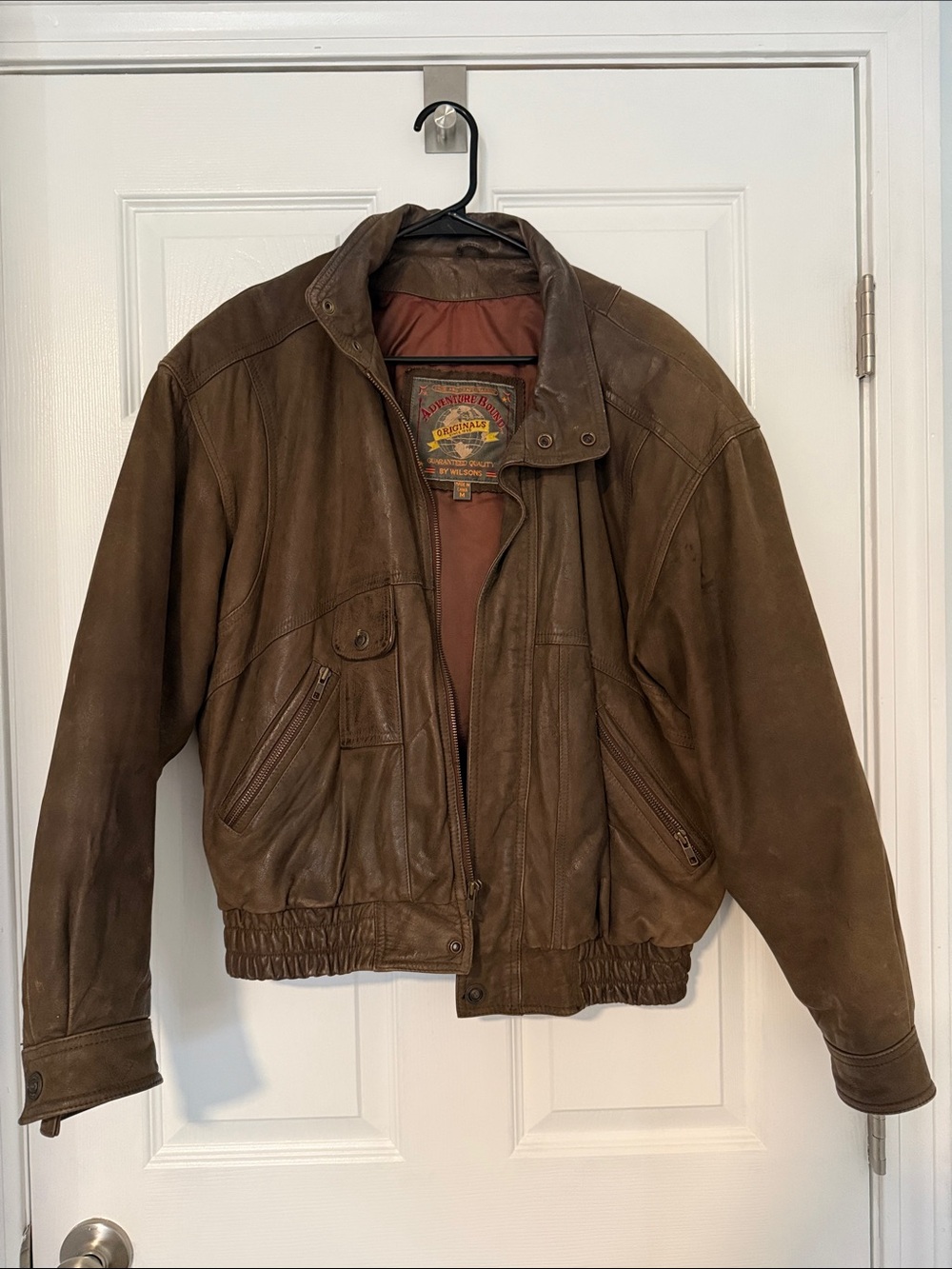 Men's Brown Leather Bomber Jacket - Classic Field Style